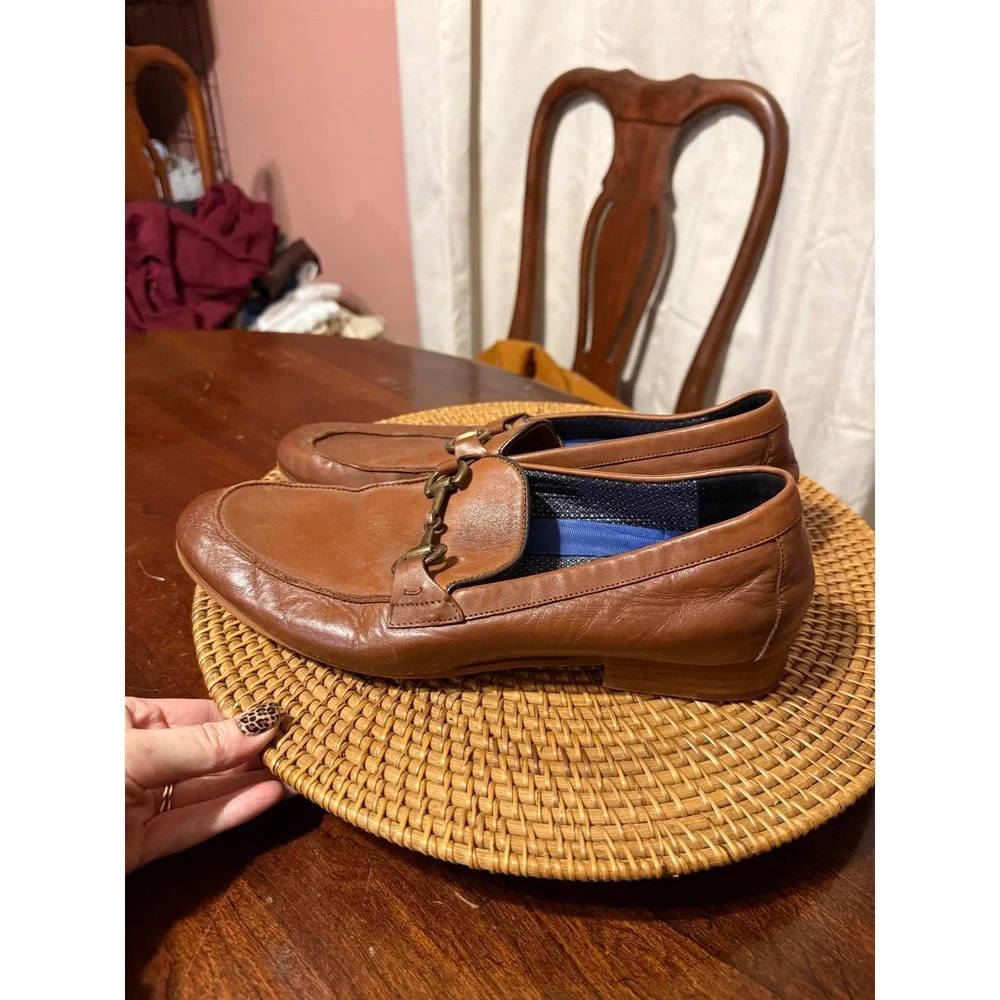 Vince Camuto Mens Brown Leather Horsebit Loafers Size 11 M Slip On Dress Shoes